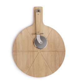 Livoo Ensemble de coupe de pizza 30 cm Bois