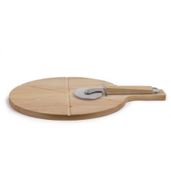 Livoo Ensemble de coupe de pizza 30 cm Bois