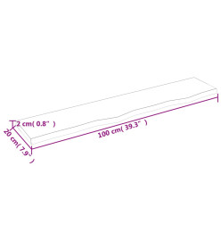 Étagère murale gris foncé 100x20x2 cm bois chêne massif traité