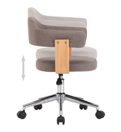 Chaise pivotante de bureau Taupe Bois courbé et tissu