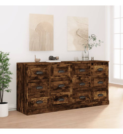 Buffets 2 pcs chêne fumé bois d'ingénierie