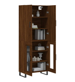 Buffet haut Chêne marron 69,5x34x180 cm Bois d'ingénierie