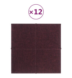 Panneaux muraux 12 pcs Violet 30x30 cm Tissu 1,08 m²