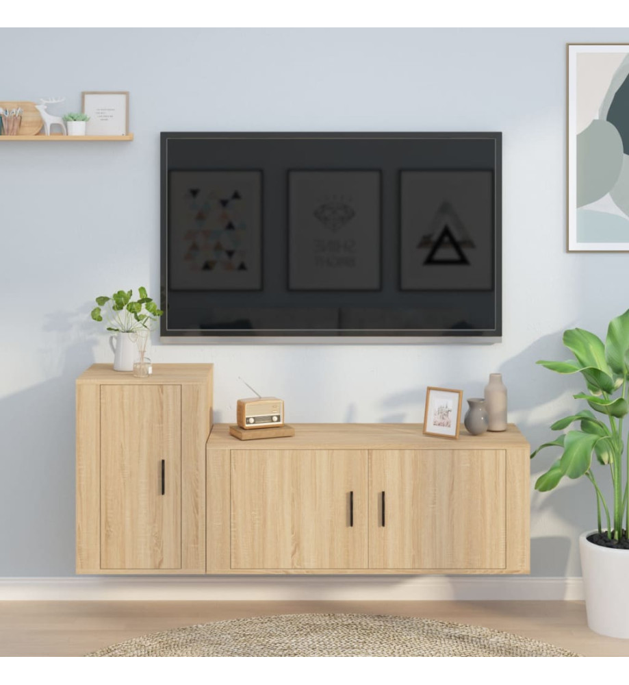 Ensemble de meubles TV 2 pcs chêne sonoma bois d'ingénierie