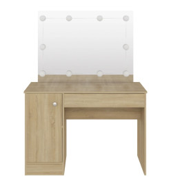 Table de maquillage avec éclairage LED 110x55x145 cm MDF Chêne