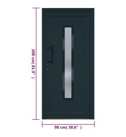 Porte d'entrée anthracite 98x208 cm PVC