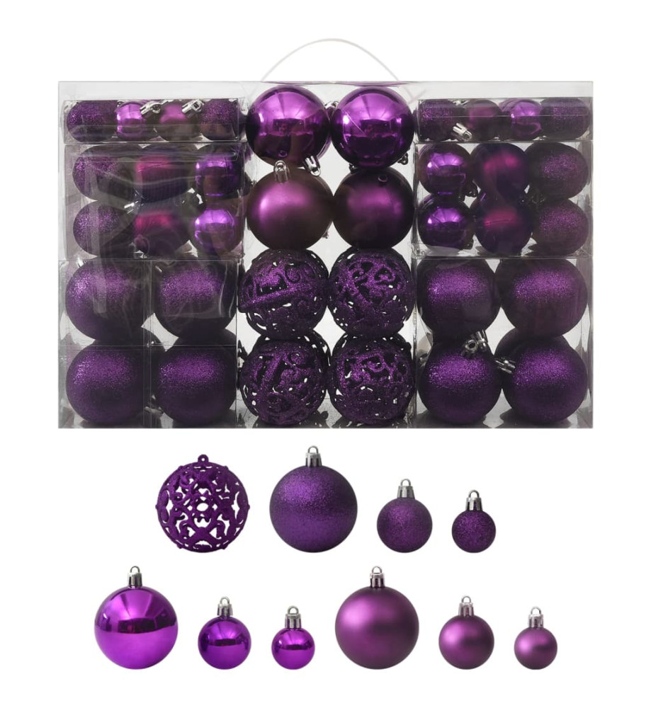 Ensemble de boules de Noël 100 pcs Violet