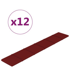 Panneaux muraux 12 pcs Rouge bordeaux 90x15 cm Tissu 1,62 m²