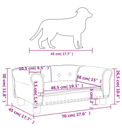 Lit pour chien gris foncé 70x45x30 cm velours