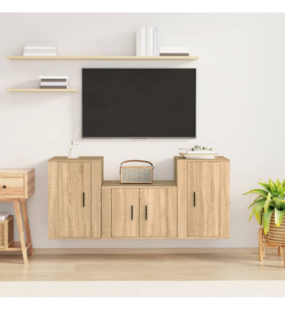 Ensemble de meubles TV 3 pcs Chêne sonoma Bois d'ingénierie