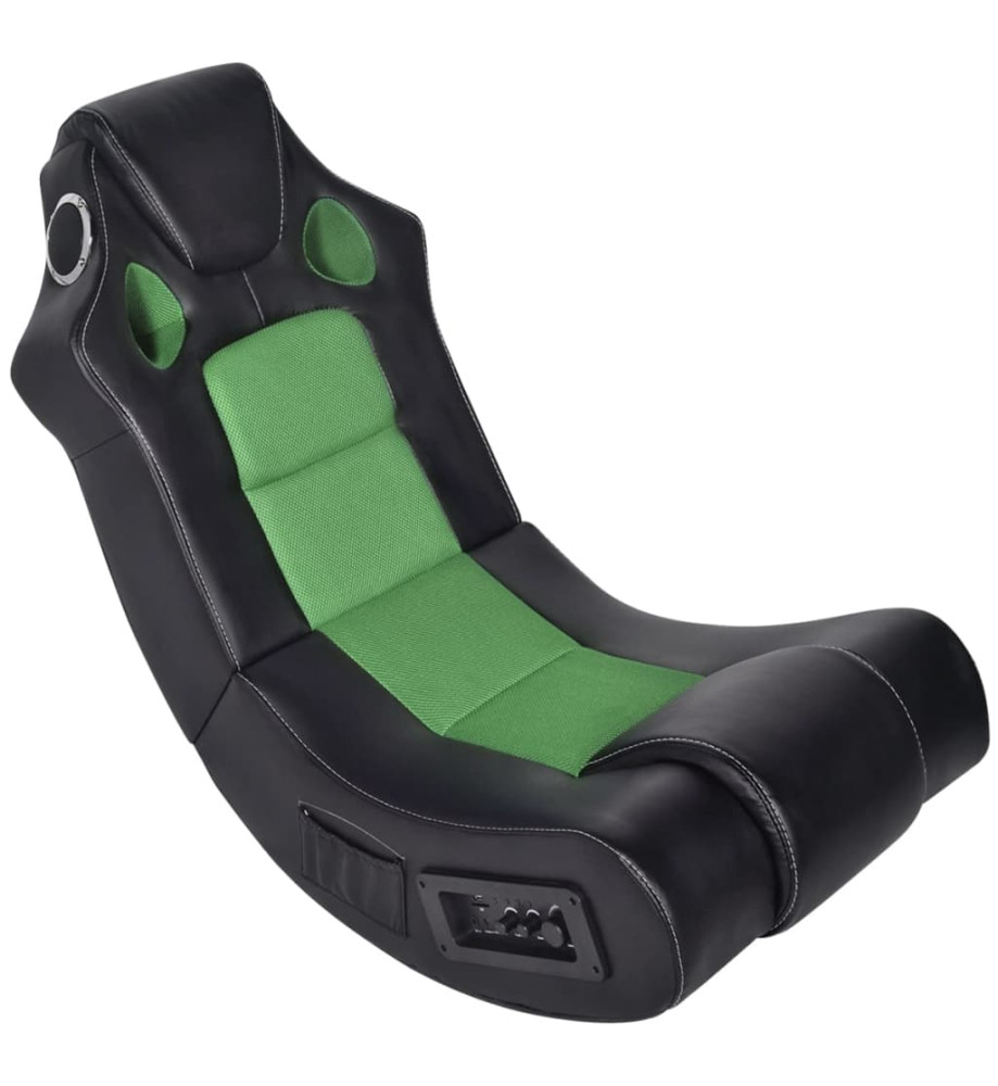 Fauteuil à bascule à enceinte Noir et vert Similicuir