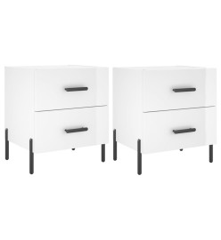 Tables de chevet 2 pcs blanc brillant 40x35x47,5 cm