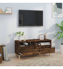 Meuble TV chêne fumé 100x34,5x44,5 cm bois d'ingénierie