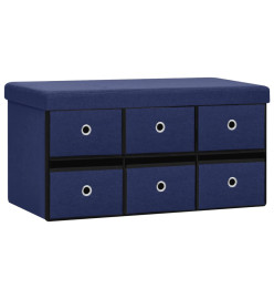 Banc de rangement pliable Bleu 76x38x38 cm Faux lin