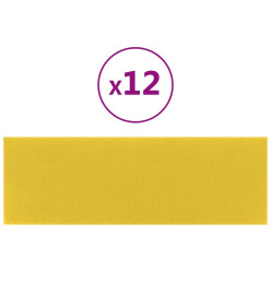 Panneaux muraux 12 pcs Jaune clair 90x30 cm Tissu 3,24 m²