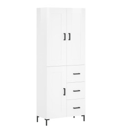 Buffet haut Blanc brillant 69,5x34x180 cm Bois d'ingénierie