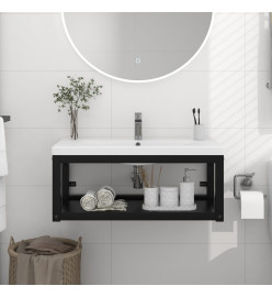 Cadre de lavabo de salle de bain mural Noir 79x38x31 cm Fer