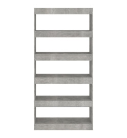 Bibliothèque de séparation Gris béton 80x30x166 cm Aggloméré