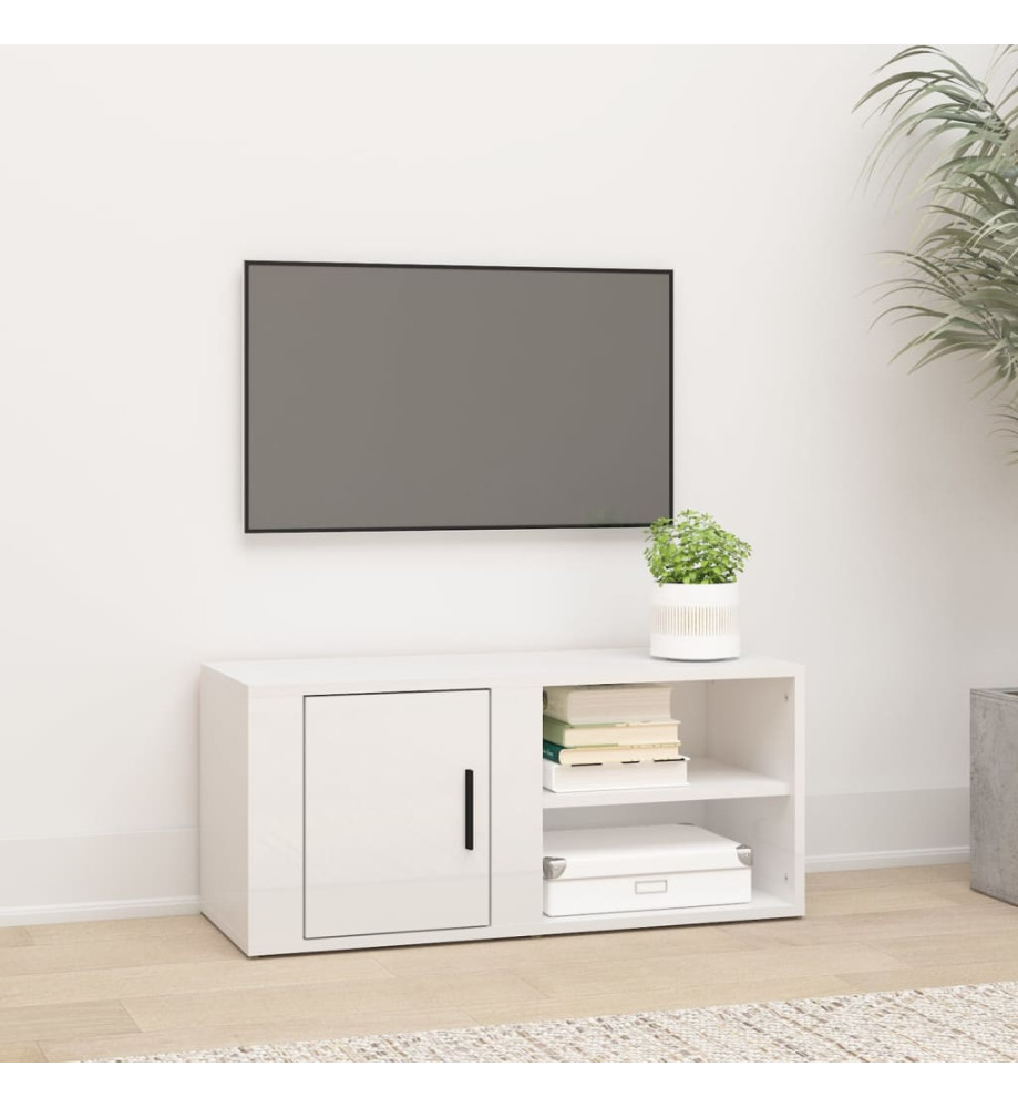 Meuble TV Blanc brillant 80x31,5x36 cm Bois d'ingénierie