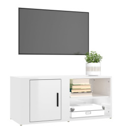 Meuble TV Blanc brillant 80x31,5x36 cm Bois d'ingénierie