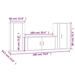 Ensemble de meubles TV 3 pcs Gris béton Bois d'ingénierie