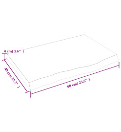 Comptoir de salle de bain 60x40x4 cm bois massif non traité