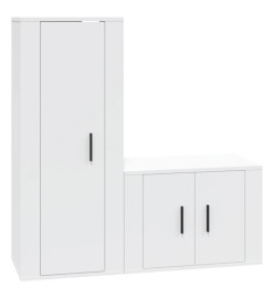 Ensemble de meubles TV 2 pcs Blanc Bois d'ingénierie