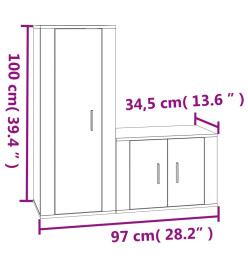 Ensemble de meubles TV 2 pcs Blanc Bois d'ingénierie