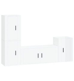 Ensemble de meubles TV 4 pcs Blanc brillant Bois d'ingénierie