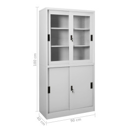 Armoire à bureau porte coulissante Gris clair 90x40x180cm Acier