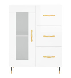 Buffet haut Blanc brillant 69,5x34x180 cm Bois d'ingénierie