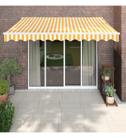 Auvent rétractable jaune et blanc 3,5x2,5 m tissu et aluminium