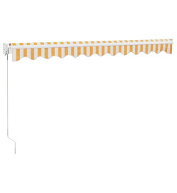 Auvent rétractable jaune et blanc 3,5x2,5 m tissu et aluminium