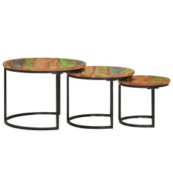 Tables gigognes 3 pcs bois massif de récupération