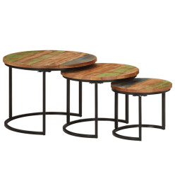 Tables gigognes 3 pcs bois massif de récupération