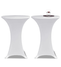 Housses élastiques de table Ø 80 cm Blanc 2 pcs