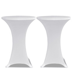 Housses élastiques de table Ø 80 cm Blanc 2 pcs