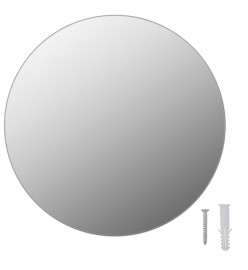 Miroir mural sans cadre avec lampes LED Rond Verre