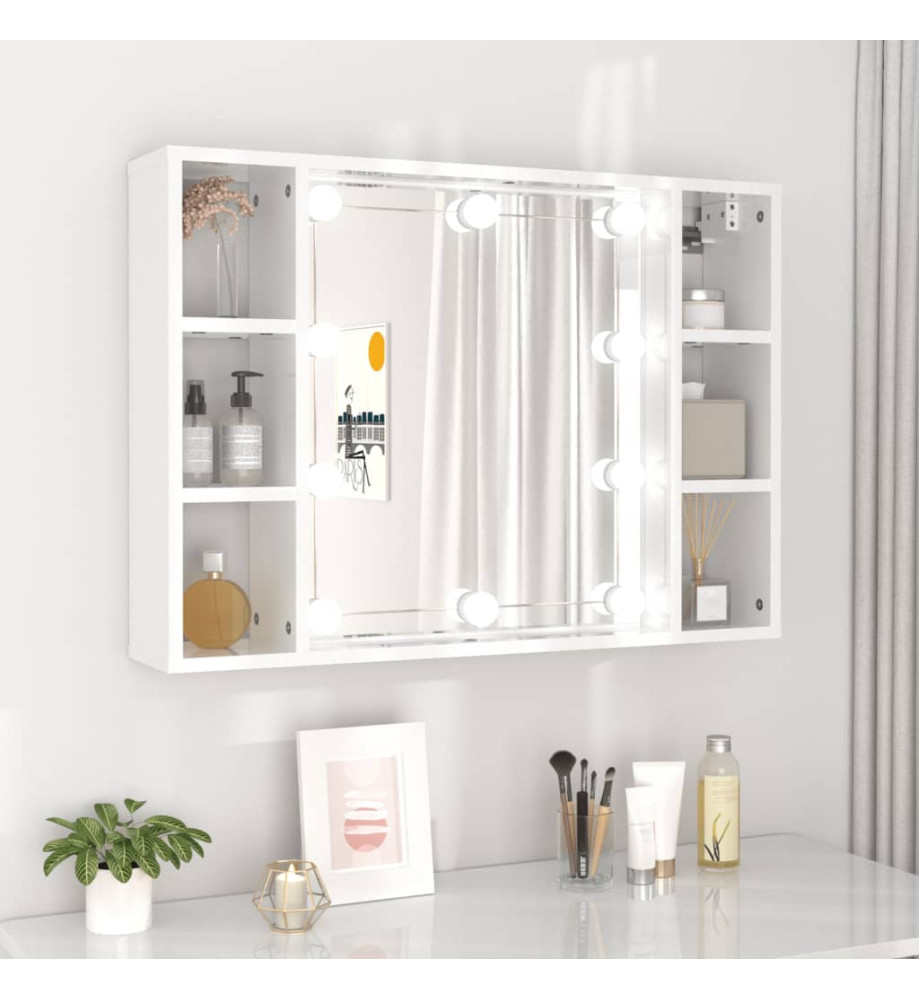 Armoire à miroir avec LED Blanc brillant 76x15x55 cm