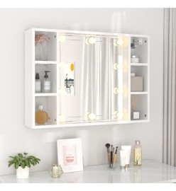 Armoire à miroir avec LED Blanc brillant 76x15x55 cm