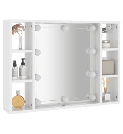 Armoire à miroir avec LED Blanc brillant 76x15x55 cm