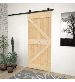 Porte coulissante avec kit de quincaillerie 80x210cm Pin massif