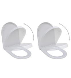 Sièges de toilette avec couvercles 2 pcs Plastique Blanc