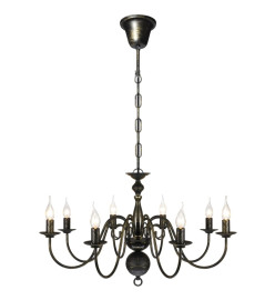 Lustre en métal noir antique 8 x E14 ampoules