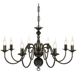 Lustre en métal noir antique 8 x E14 ampoules