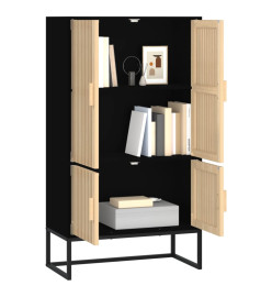 Buffet haut noir 70x35x125 cm bois d'ingénierie