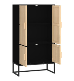 Buffet haut noir 70x35x125 cm bois d'ingénierie