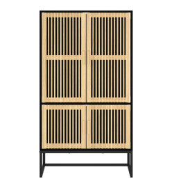 Buffet haut noir 70x35x125 cm bois d'ingénierie