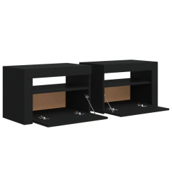 Tables de chevet 2 pcs avec LED Noir 60x35x40 cm