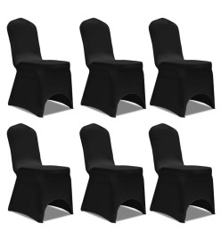 Housse extensible de chaise Noir 6 pcs